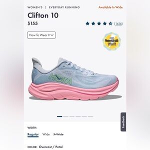 Hoka Women's Clifton 10 Sneakers Sz 8 - Light Blue and Pink